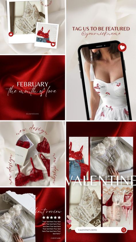 Valentine’s Day Instagram Bundle, Red Instagram Post and Story Templates, Valentines Day Canva Templates Valentines Day Instagram, Instagram Branding, Story Templates, Jan 17, Story Template, Post Design, Canva Templates, Small Business Owner, Instagram Template