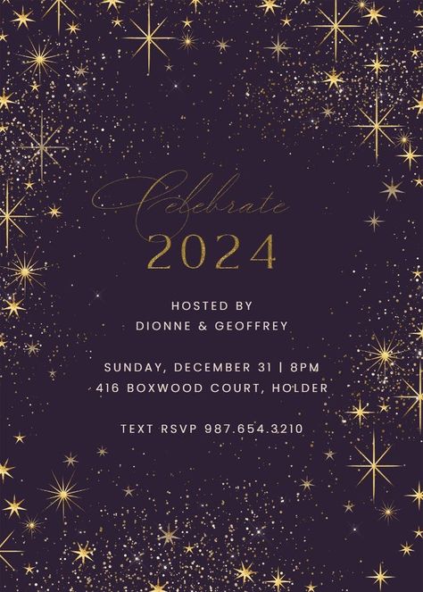 Stellar - New Year Invitation Template (Free) | Greetings Island New Years Invitations, New Year Invitation Template, New Year Invitation, Greetings Island, Invitation Card Design, New Years Eve, Invitation Design, Invitation Cards, Invitation Template