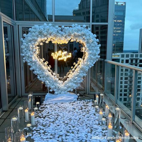 8ft White Rose Flower Wall Romantic Atmosphere Heart Shaped Wedding De – ubackdrop Bridal Getting Ready Room Decor, Heart Proposal, Extravagant Wedding Decor, Proposal Set Up Ideas, Elegant Wedding Aesthetic, Wedding Proposal Ideas Engagement, Luxury Proposal, Proposal Decor, Cute Proposal Ideas