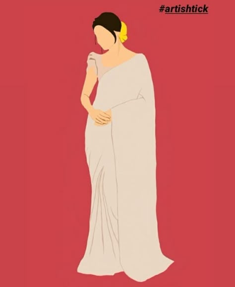 Girl In Saree Drawings, Indian Women Illustration Art, Saree Art Drawing, Saree Illustration Art, Woman In Saree Illustration, Saree Animation, Traditional Indian Girl Cartoon, Girl In Saree Illustration, Saree Logo Design Ideas