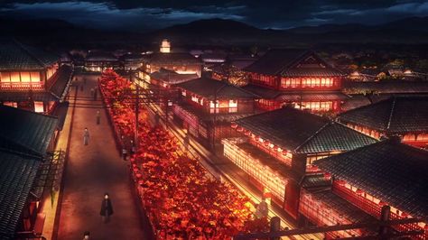 Red District, Animation Process, Anime Places, Anime Ninja, Scenery Background, Night Scenery, Entertainment District, Demon King Anime, Environment Concept Art