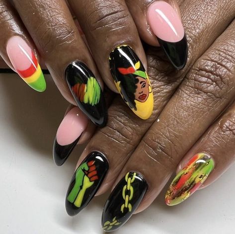 You’ll Want to Try Every One of These Juneteenth Nail Ideas - Kb in Bloom Juneteenth Nail Design, Juneteenth Nails, Nail Room Ideas, American Nails, Romancing The Stone, Summer Gel Nails, Nail Room, African American Culture, Cute Gel Nails