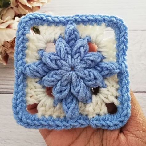 Motif Mandala Crochet, Crochet Bobble, Crochet Squares Afghan, Flower Granny Square, Granny Square Patterns, Granny Square Crochet Patterns Free, Square Crochet Pattern, Crochet Blocks, Haken Baby