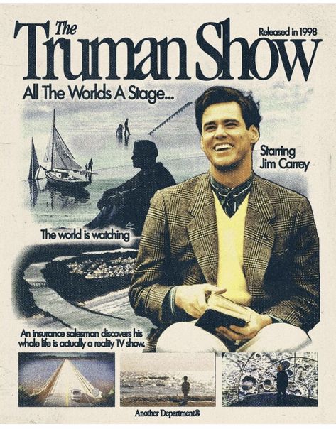 Weird Graphic Design, The Truman Show Poster, Design Exploration, Teens Bedroom, The Truman Show, Fav Movie, Artistic Posters, Room Aesthetics, Music Poster Design