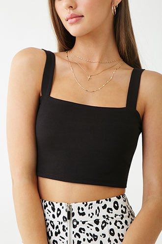 Square Neck Crop Top College Girl Outfits, Long Sleeve Tops For Women, Sweaters Short, Fashion Model Poses, Simple Summer Outfits, Fashion Top Outfits, Sleeveless Short Dress, Top Forever 21, Crop Top Outfits