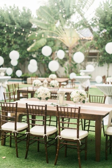 Hawaii Backyard Wedding. Wedding Reception Dinner Table. Hawaiian Wedding Decorations. Photo by: Rebecca Arthurs. Hawaiian Backyard, Hawaii Backyard, Wedding Table Toppers, Backyard Wedding Reception, Romantic Backyard, Wedding Reception Dinner, Wedding Hawaii, Wedding Backyard Reception, Beach Wedding Reception