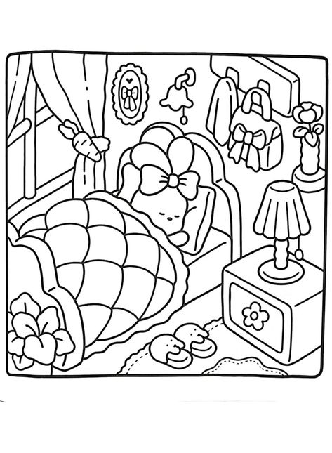 Coloring Pages For Markers, Designer Coloring Pages, Cozy Drawing Easy, Simple Bold Coloring Pages, Preppy Coloring Pages Aesthetic, Comfy Coloring Pages, Coloring Pages Cozy, Cosy Colouring Pages, Coco Wyo Cozy Friends Coloring Pages