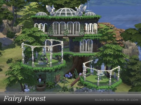 The Sims Resource: Fairy Forest house by Suzue • Sims 4 Downloads Sims 3 Fairy House, Sims 4 Treehouse Build, Sims Fairy House, Fairy House Sims 4, Sims 4 Fairy House, Sims 4 Forest House, Ts4 Builds, Lotes The Sims 4, The Sims 4 Lots