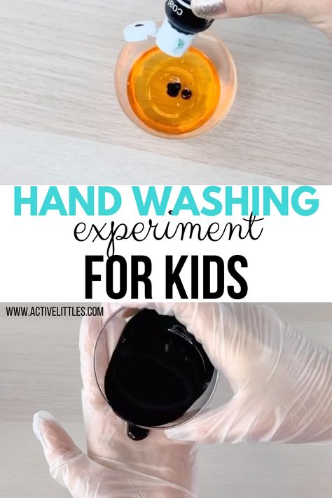 Hand Washing Experiment for Kids - Active Littles Germs Lessons, Hand Washing Technique, Proper Hand Washing, Experiment For Kids, Kid Experiments, Water And Sanitation, Kids At Home, Easy Science Experiments, Fair Projects