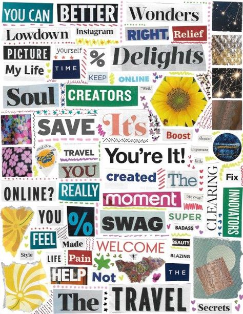 Words For Collage, Magazine Printable, Collage Words, Free Collage Templates, Magazine Words, Words Collage, Quotes Collage, Collage Printables, Wash Tape