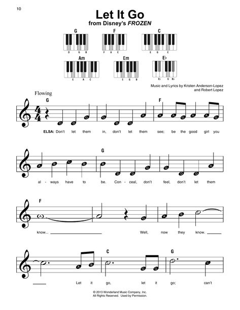 Download and Print Let It Go (from Frozen) sheet music for Super Easy Piano by Idina Menzel from Sheet Music Direct. Keyboard Noten, Piano Songs Sheet Music, Sheet Music With Letters, Frozen Let It Go, Piano Music Easy, Beginner Piano Music, Piano Notes Songs, Trumpet Sheet Music, Clarinet Music