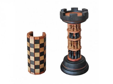 Rook Tower Pack-away Wooden Chess Board - Rook piece shaped wooden chess board - beautiful design wooden chess board with flexible board Chess Tables, Wooden Chess Board, Chess Table, Chess Players, Wooden Chess, Skagen, Chess Pieces, Cool Inventions, Chess Set