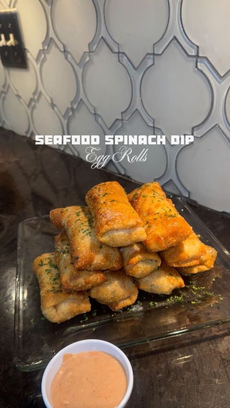 Briangelecooks | Seafood Spinach Dip Egg Rolls🤤 • • Main Ingredients: Lump Crab Meat Shrimp Egg Roll Wraps Garlic powder Onion Powder Paprika Olde… | Instagram Seafood Spinach Dip, Seafood Egg Rolls, Crab Eggs, Shrimp And Crab Boil, Shrimp Egg Rolls, Egg Roll Wraps, Lump Crab Meat, Lump Crab, Eggs In Peppers