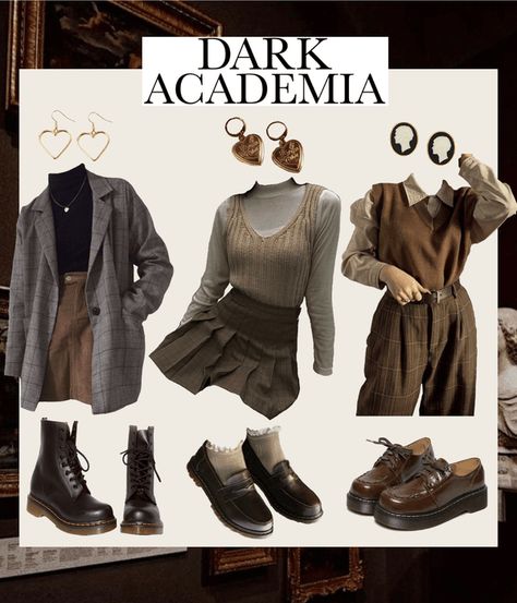 Womens Dark Academia Fashion, Dark Academia Clothing Women, Dark Academia Woman Outfit, Dark Academia Women Outfit, Dark Academia Outfit Inspiration, Dark Academia Outfit Ideas Women, Dark Academia Autumn Outfit, Autumn Academia Outfit, Dark Academia Clothes Women