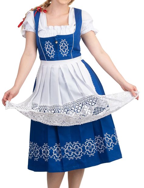 PRICES MAY VARY. A Must-Have for Oktoberfest - Whether you're celebrating in Munich or staying stateside, our dirndl is sure to bring authentic Bavarian style to your party. Rich with color and traditional embellishments, this dirndl is perfect for enjoying a stein or two with the rhythmic beat of oompah music washing over you. Rooted in Tradition - Are you tired of the lower quality beer garden costumes for women? Splurge for a dirndl rooted in tradition and quality. Our 3-piece set comes with Oktoberfest Outfit Women, Costume Embroidery, German Oktoberfest, Lace Apron, German Fashion, Long Midi, Dirndl Dress, Beer Garden, White Embroidery