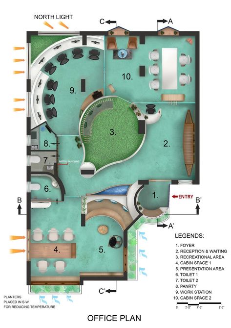 Unconventional And Dynamic Office Space Design |  Chitte Architects - The Architects Diary Concept For Office Design, Office Hub Design, Architect Office Plan Layout, Study Hub Interior Design, Architectural Office Interior Design, Dynamic Office Design, Architects Office Plan, Office Plans Layout, Innovation Hub Design