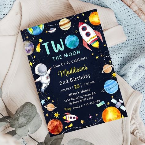 $2.92 | Two The Moon Outer Space Blue 2nd Birthday Party - space birthday invitation, blast offs, pace ship, space invitation, space birthday, space party, outer space space birthday party, first trip around the sun, modern space party, galaxy party Space 4th Birthday Party, Reach Four The Stars Boy Birthday, Reach 4 The Stars Birthday, Reach For The Stars Birthday, 4th Birthday Party For Boys Theme, Luke Duke, 4th Birthday Party For Boys, Birthday Moon, Planet Birthday