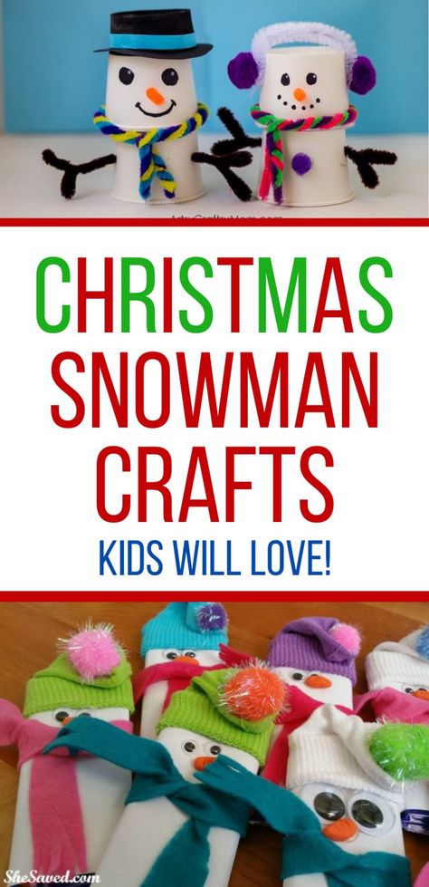 Fun Snowman Christmas Crafts and Art Project for Kids Snow Man Diy Craft Ideas For Kids, Snowman Crafts For Kindergarten, Easy Crafts For Nursing Home Residents, Diy Snowman Crafts For Kids, Easy Snowman Crafts For Kids, Christmas Snowman Crafts, Snowman Ornament Craft, Easy Snowman Crafts, Snowman Christmas Crafts