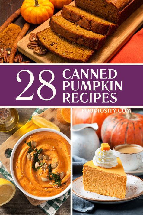 Have a can of pumpkin in the pantry? These 28 recipes turn canned pumpkin into delicious dinners and desserts! From savory pastas to sweet treats, these easy recipes bring the cozy flavors of fall and winter to your table. Perfect for family meals or festive gatherings! Click to see all the tasty ways to use canned pumpkin in your cooking. What To Do With 1 Cup Of Pumpkin, Things To Make With Canned Pumpkin, Pumpkin Recipes For Dinner, Canned Pumpkin Recipes Easy, Recipes With Canned Pumpkin, Recipes Using Canned Pumpkin, Pumpkin Puree Recipes Desserts, Vegetable Recipes For Kids, Pumpkin Recipes Dinner