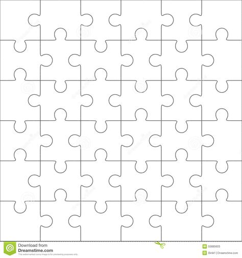 Photo about Jigsaw puzzle vector, blank simple template, 36 pieces. Illustration of game, leisure, clipart - 55885603 Puzzle Piece Outline, Blank Puzzle Pieces, Puzzle Piece Template, Puzzle Piece Art, Puzzle Drawing, Motivational Board, Classroom Lesson Plans, Easter Templates, Artsy Background