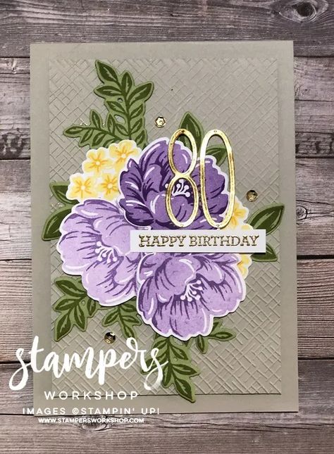 Stamping Up Cards 2023, Two Tone Flora Stampinup, Stampin Up Two Toned Flora, Two Tone Floral Stampin Up Cards, Petal Park, Beautiful Birthday Card, 100 Birthday, Cardmaking Tutorials, Stampin Up Birthday Cards