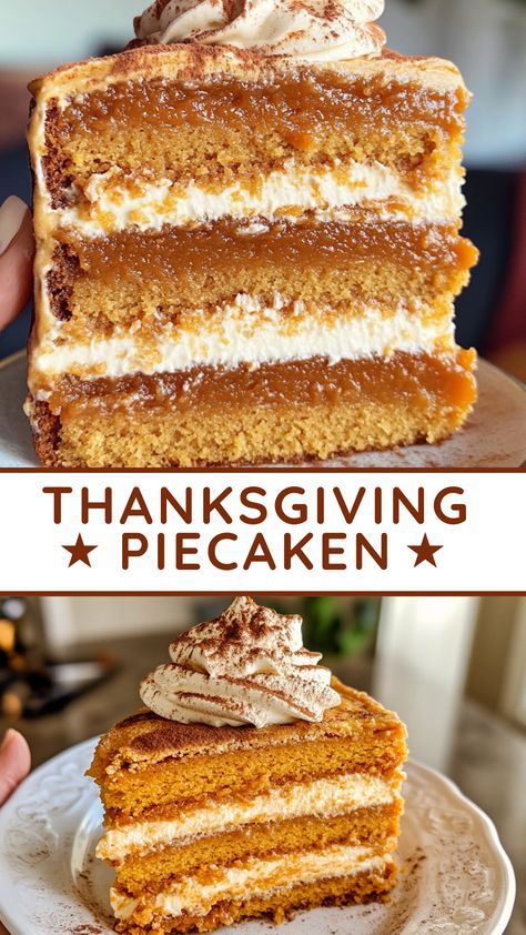 Wow your guests with a delicious Thanksgiving Piecaken! This fun dessert combines a pie baked inside a cake for a festive treat that everyone will love. Perfect for your holiday feast, it's a unique twist on traditional sweets. Impress family and friends with this show-stopping recipe that's sure to be a hit at your Thanksgiving gathering! Piecaken Recipe Thanksgiving, Piecaken Recipe How To Make, Piecaken Combinations, Fun Thanksgiving Desserts Easy, Thanksgiving Piecaken, Thanksgiving Desserts Easy Quick, Holiday Pies Thanksgiving, Piecaken Recipe, Thanksgiving Cookie Cake