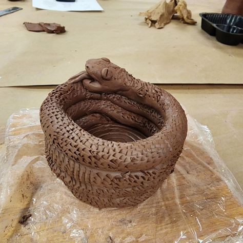 Work in progress!! :) A clay snake coiled pot 🐍 #coilpottery #snake #snakeart #workinprogress Snake Ceramic Sculpture, Snake Pottery, Ceramics Portfolio, Ceramic Snake, Ap Ceramics, Clay Snake, Snake Coiled, Coil Pot, Coil Pottery