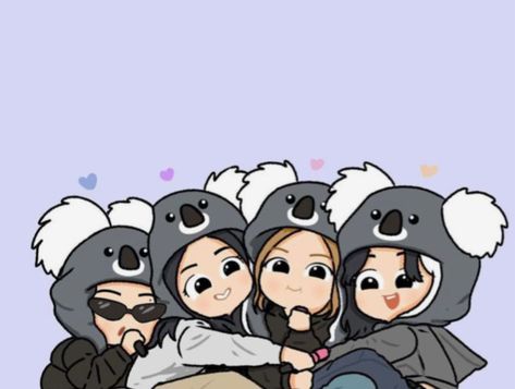 Blackpink Chibi Fanart, Blackpink Anime Cute, Blackpink Cartoon Cute, Cute Group Pfp, Blackpink Animated, Blackpink Anime, Blackpink Chibi, Group Pfp, Seoul Night