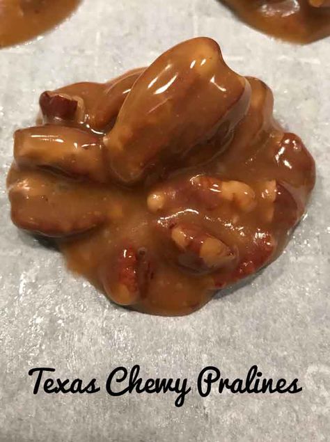 Texas Chewy Pralines similar to Lammes pralines. Chewy Pralines are made with brown and white sugar and light and dark corn syrup. Chewy Pralines, Praline Candy, Praline Recipe, Recipes Holiday, Chocolate Turtles, Pecan Pralines, Bowl Cake, Candy Recipes Homemade, Christmas Candy Recipes