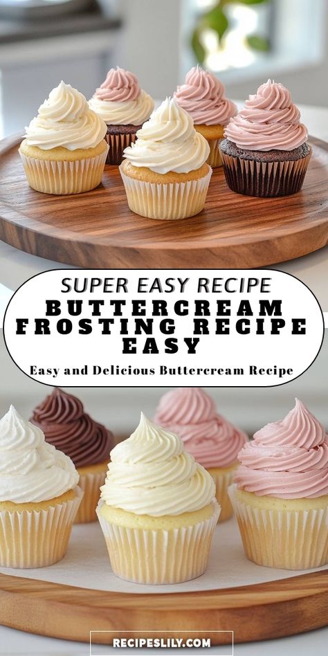 I'm excited to share my super easy buttercream frosting recipe! Perfect for topping your favorite cupcakes, this delicious frosting comes together quickly and is sure to impress. Whether you prefer classic vanilla, chocolate, or a hint of strawberry, I've got you covered. Let's get frosting! Cupcake Decorating Icing Recipe, Perfect Cupcake Frosting, Best Cupcake Icing Recipe, Icing That Doesnt Need Refrigeration, Icing For Cakes Easy, Easy Pipable Buttercream Frosting, Blueberry Icing Recipe, Icing Recipes For Cakes, Not Sweet Frosting Recipes