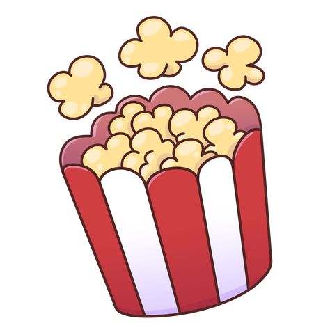 Movie Night Sticker Popcorn Bucket Cartoon Illustration Popcorn Illustration Cute, Popcorn Icon, Popcorn Illustration, Cartoon Popcorn, Popcorn Clipart, Popcorn Stickers, Movie Popcorn, Movie Snacks, Popcorn Bucket