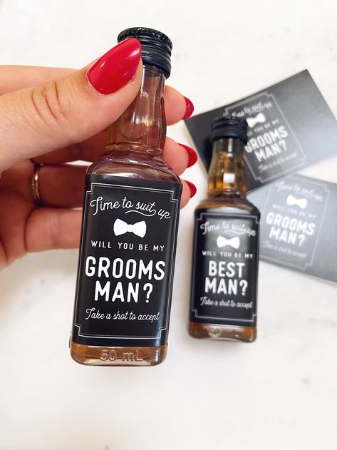 50 Ml Groomsman Whiskey Shot Label Groomsman Gift Groomsmen - Etsy Icing The Groomsmen, Golf Groomsman Proposal, Wedding Party Proposal Ideas For Men, Nike Groomsmen Proposal, Groomsmen Proposal Whiskey, Cheap Groomsmen Proposal, Groomsmen Proposal Simple, Groomsmen Proposal Gift Ideas, Grooms Proposal Ideas