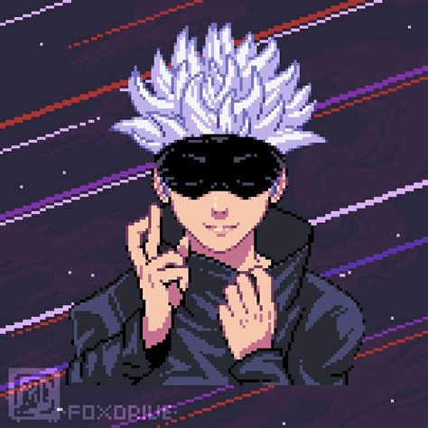 2 Bit Pixel Art, Jjk Pixel Art, Gojo Pixel Art, 8 Bit Anime, Cartoon Networ, Gojo Satoru Jujutsu Kaisen, Arte 8 Bits, Pixel Art Templates, 8bit Art