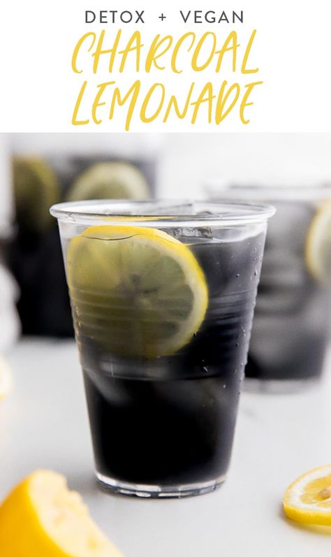 This charcoal lemonade is a super healthy, detoxing twist on a delicious, refreshing lemonade. You can't taste the activated charcoal at all, just the perfect blend of sweetness and tartness. Loaded with health benefits, naturally paleo and vegan, with keto, low carb, sugar free options. #activatedcharacoal #detox #charcoallemonade #paleo #vegan #keto Charcoal Lemonade, Activated Charcoal Benefits, 40 Aprons, Halloween Party Appetizers, Lemon Benefits, Healthy Detox, Lemonade Recipes, Super Healthy, Activated Charcoal