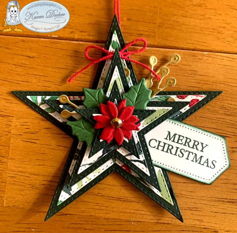 Christmas Star Cards Handmade, Stampin Up Christmas Decorations Paper Ornaments, Su Christmas Gift Tags, Stampin Up Christmas Ornaments Ideas, Xmas Tags Handmade, Stampin Up Ornaments, Stampin Up Christmas Ornaments, Gift Tag Diy, Star Christmas Cards