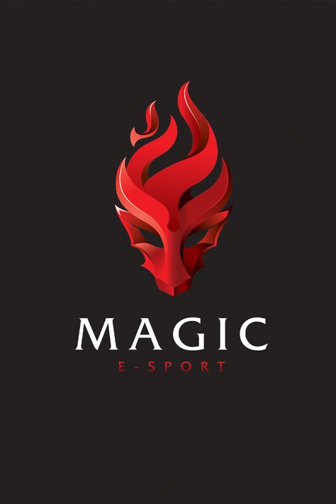 We designed this logo for Magic, which is an E-sport team. The red color highlight the emotional aspect / #Esportlogo #Logodesignforesport #Esportteam #Logodesign Sports Team Logos Design, Cool Logo Design Gaming, E Sports Design, Logo Sport Design Ideas, Esports Logo Gaming Design, Fantasy Logo Design, Magic Logo Design, Best Gaming Logo, Logo Design Gaming