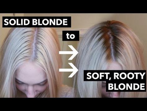 DIY root smudge/shadow root - soften roots on solid blonde - YouTube Root Smudge Blonde, Solid Blonde, Silver Grey Hair Dye, Shadow Roots Hair, Shadow Root Blonde, Rooty Blonde, Root Smudge, Blonde Hair With Roots, Grey Hair Dye