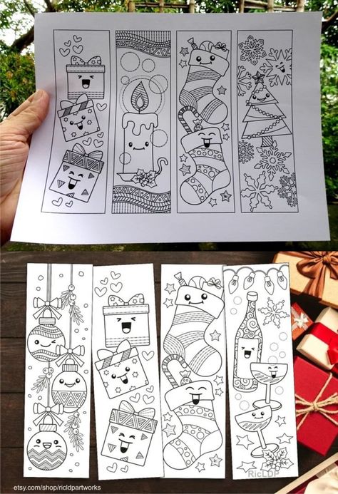 Enjoy the holiday season with fun and creativityFill these doodles with colors and enhance them with decorsDetailsThe item includes 1 PDF and 8 JPEG files (plus 2 extra markersThe pdf file is print-compatible to 8.5 x 11 inches paper in horizontal orientationThe bookmark dimension is approximately 2.2 x 7.1 inches eachHigh quality at 300 dpi resolutionBest printed on paper boards (220250 gsmNoteThese are digital downloadsNo physical product will be sentFor personal use onlyNon-commercial useOth Coloring Pages Bookmarks, Bookmarks Christmas, Kawaii Winter, Bookmarks For Kids, Christmas Bookmark, Diy Photo Book, Christmas Bookmarks, Coloring Bookmarks, Christmas Rock