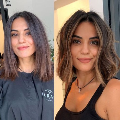 Wavy Lob Haircut, Shoulder Length Haircuts, Before After, Lob Hairstyle, Lob Haircut, Shoulder Length Hair Cuts, Round Face Haircuts, Work Hairstyles, Haircut And Color