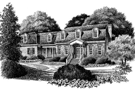 BuilderHousePlans.com Plan 429-92 Manor Floor Plan, House Plans Colonial, Exclusive House Plan, Colonial Style House, Colonial Style House Plans, Colonial House Plans, Blueprint Pictures, Southern Living House Plans, Elevation Plan