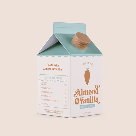 Created a packaging for almond and vanilla milk small carton. Do look at more detailing for the same at @khwahish.samodia Milk Carton Design Packaging, Vanilla Packaging Design, Almond Milk Packaging Design, Milk Box Packaging, Vanilla Packaging, Almond Packaging, Packaging Social Media Design, Milk Box Design, Milk Carton Packaging