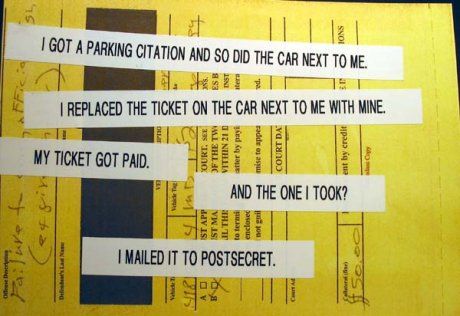 parking ticket Anonymous Confessions, Parking Tickets, Post Secret, Dump A Day, Book People, Admit One, Look At You, Stuff To Do, New Books