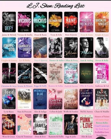 LJ Shen | Reading order for my books by series, then standalones. Courtesy of Liah Reads. | Instagram Lj Shen Books, Lj Shen, Best Villains, My Books, Kindle Unlimited, Secret Santa, Reading Lists, Book Lists, Scandal