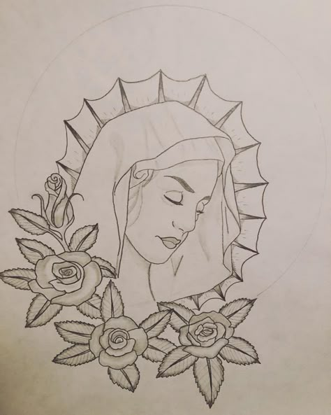 Mexican Drawings Sketches Easy, Our Lady Of Guadalupe Drawing, Quinceanera Drawings, Cute Mexican Drawings, Guadalupe Drawing Easy, Mexican Art Drawing, Virgen Mary Drawing, Mexican Sketches, Mexico Drawing Ideas