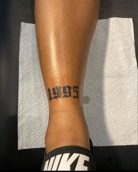 1990 Ankle Tattoo, Birth Year Ankle Tattoos For Women, Birth Year On Ankle Tattoo, 2003 Ankle Tattoo, 2002 Ankle Tattoo, 2001 Ankle Tattoo, 1994 Leg Tattoo, Red Birth Year Tattoo, Ankle Date Tattoo