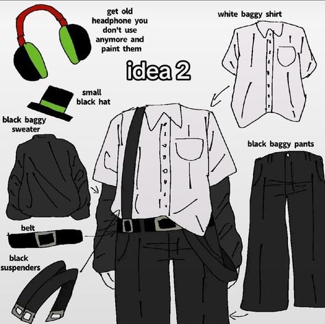 Clothes Idea For Drawing, Fnaf Music Man, Fnaf Cosplay Ideas, Fnaf Inspired Outfits, Fnaf Outfit Ideas, Fnaf Clothes, Fnaf Outfits, Fnaf Cosplays, Cosplay Fnaf