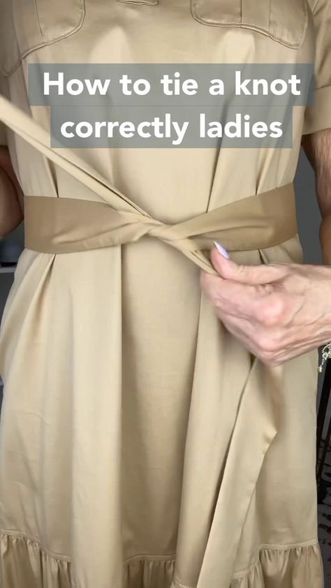 Sheree Frede | Style tip….Ladies here is a great way on how to tie a self belt into a knot that is flat and neat. #howto #howtotieaprettyknot #belthack… | Instagram How To Tie Knot In Dress, How To Knot A Dress, Tie A Knot In A Dress, Tie A Dress Knot, How To Tie A Belt Knot, Knot On Dress, How To Tie Dress, How To Tie A Dress, Freaking Out The Neighborhood