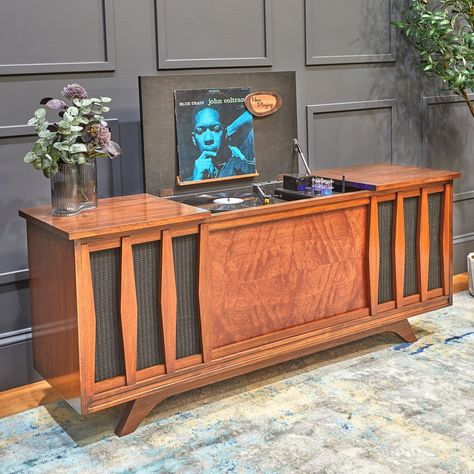 How to Restore a Vintage Console Stereo Vintage Stereo Console, Record Console, Danish Modern Chairs, Stereo Console, Wooden Bird Feeders, Vintage Console, Outdoor Storage Bench, Stereo Cabinet, Vintage Stereo