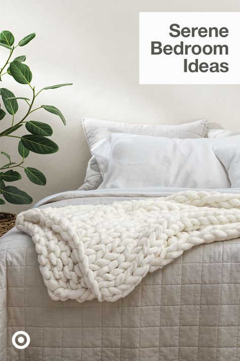 Set the scene for your dream room with cozy decor ideas, bedding, textured throws & white or light gray tones for a soft bedroom aesthetic. Light Gray Comforter, Soft Bedroom Aesthetic, Serene Bedroom Ideas, Decorate A Bed, Paisley Bedroom, Bedding Target, Gray Comforter, Cozy Decor Ideas, Small Bedroom Ideas For Couples