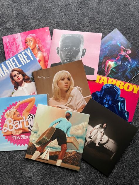 vinyls records record player music billie eilish lana del rey tyler the creator doja cat the weeknd starboy borntodie hte wwafawdwg planether hotpink igor cmiygl Doja Cat And Billie Eilish, Doja Cat Vinyl, Tyler The Creator Record, Vinyl Collection Aesthetic, Tyler The Creator Vinyl, Music Billie Eilish, Music Eminem, The Weeknd Starboy, Weeknd Starboy